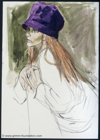 Gerd Grimm, M&auml;dchen mit lila Hut 